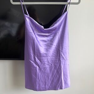 Lavender Satin Cowl Neck Tank Top NWT